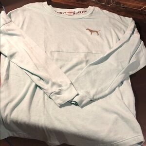 PINK Mint Green Long Sleeve Pullover with Gold Dog Logo